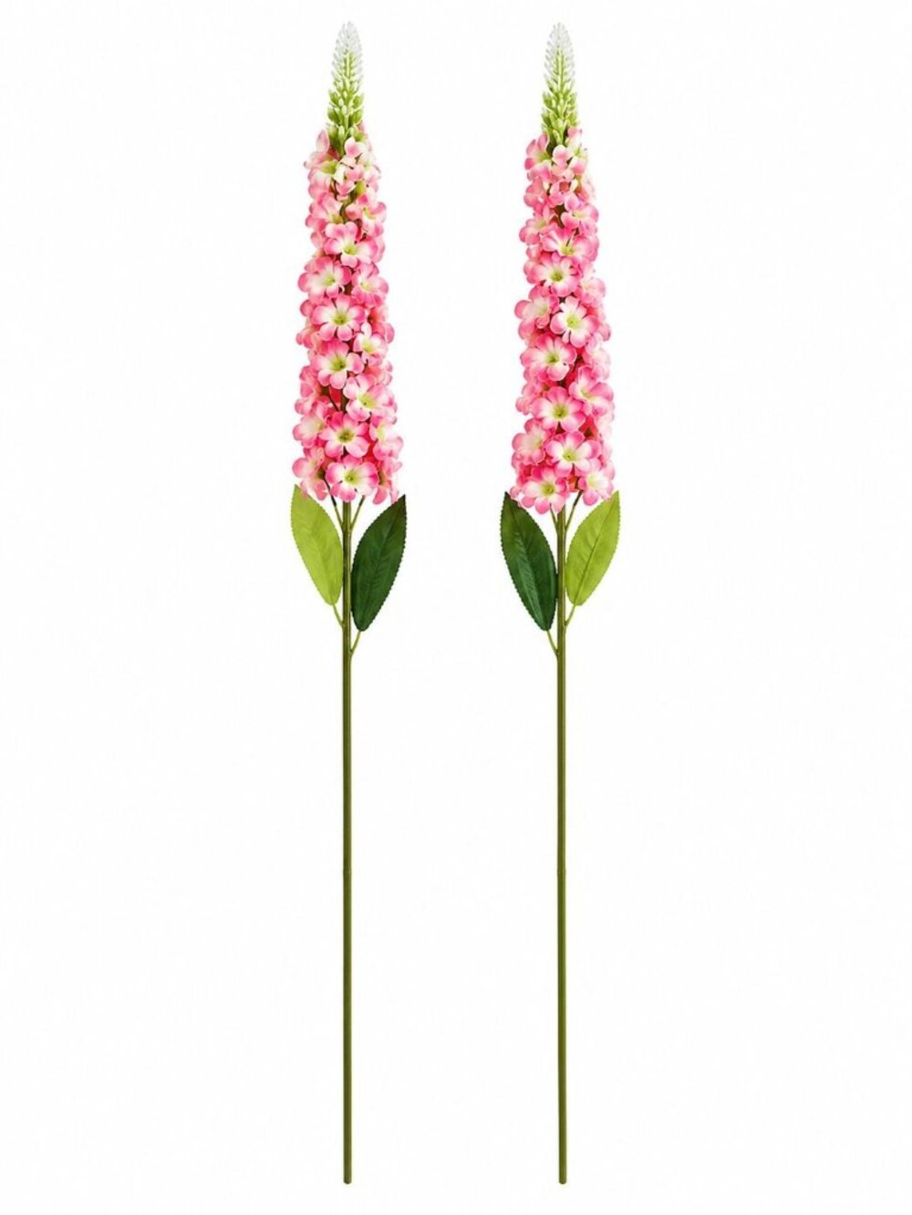 Pink Snapdragon Stems Set of 2 Artificial Larkspur Spike Flowers 26 Inch Faux Fl